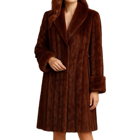 Vintage Gontys Portland Medium Vintage Red-Brown Full Length Mink Coat 60s 70s